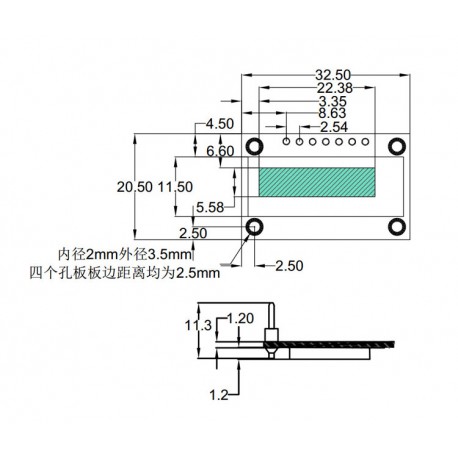 OLED 0.91 inch OLED Module Blue 128x32 SPI / SSD1306 -کویر الکترونیک