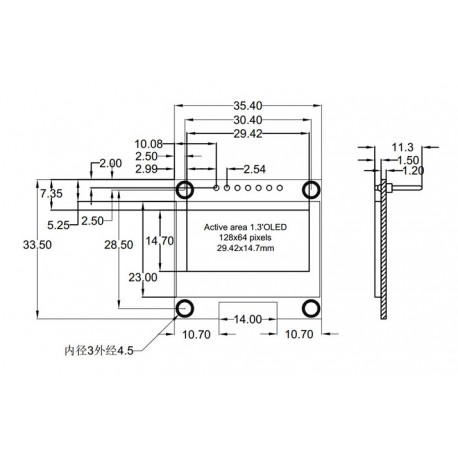 OLED 1.3 inch OLED Module Blue 128x64 IIC SPI / SH1106 -کویر الکترونیک