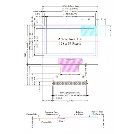 OLED 1.3 inch White 128x64 IIC SPI Series / SSD1306 -کویر الکترونیک
