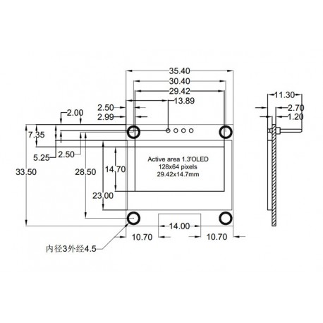 OLED 1.3 inch OLED Module White 128x64 IIC / SH1106  -کویر الکترونیک