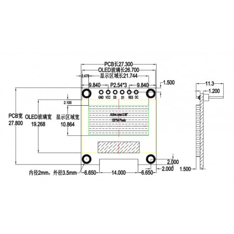 OLED 0.96 inch OLED display module 128x64 SSD1306 IIC SPI / Blue -کویرالکترونیک