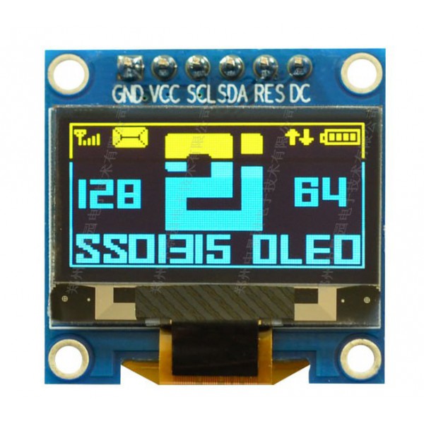 OLED 0.96 inch Yellow&Blue IIC SPI با درایور ssd1306- کویرالکترونیک