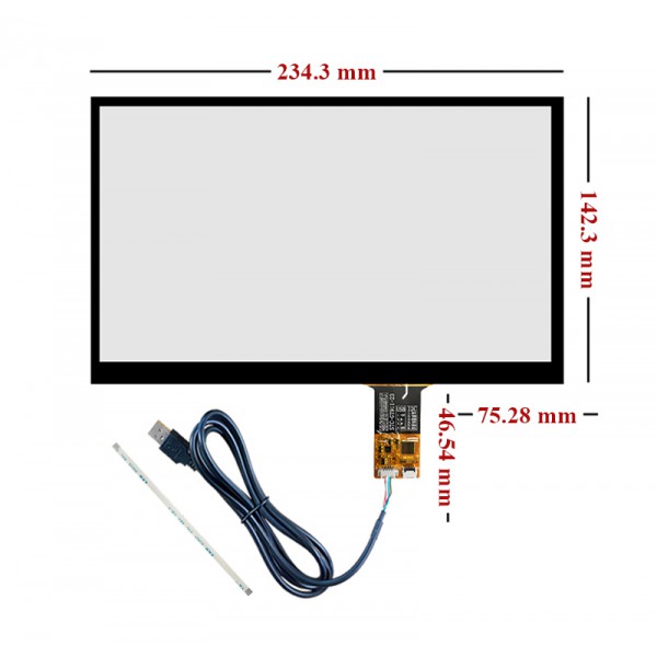 تاچ خازنی 10.1 اینچ 16:9 با درایور GT911 قابلیت اتصال با 6 پین I2C و USB مدل STC-10197-6
