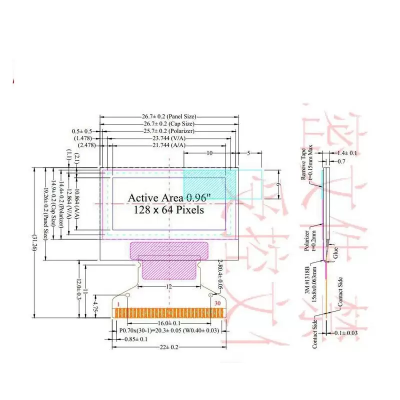 OLED 0.96 inch display 128x64 Blue IIC SPI Parallel / SSD1306 - کویرالکترونیک