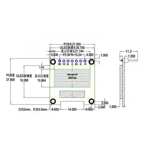 oled 0.96 inch OLED display module 128x64 ssd1306 IIC SPI /Yellow&Blue -کویرالکترونیک oled 0.96 inch OLED display module 128x64 ssd1306 IIC SPI /Yellow&Blue -کویرالکترونیک