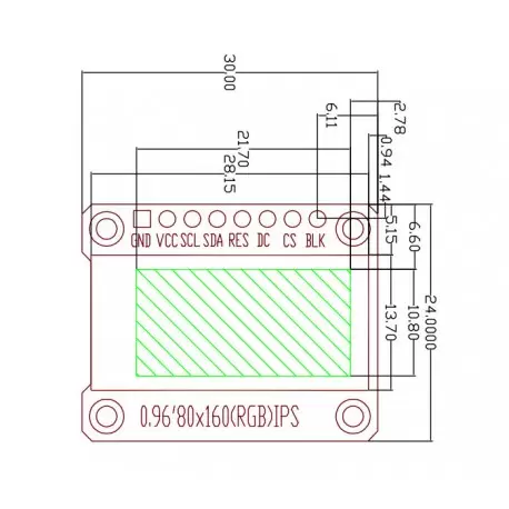 ماژول 0.96 اینچ 0.96inch LCD display Module, IPS, 160x80, SPI interface, ST7735 - کویرالکترونیک