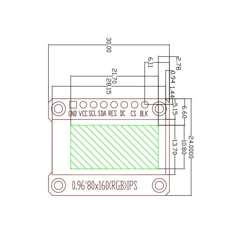 ماژول 0.96 اینچ 0.96inch LCD display Module, IPS, 160x80, SPI interface, ST7735 - کویرالکترونیک