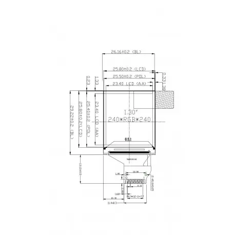 TFT LCD 1.3 inch, IPS Screen, 240x240, SPI, ST7789- کویرالکترونیک TFT LCD 1.3 inch, IPS Screen, 240x240, SPI, ST7789- کویرالکترونیک