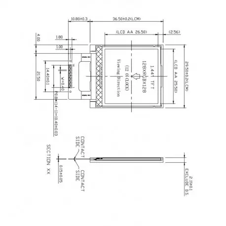 السیدی 1.44 اینچ TFT LCD 1.44 inch 128x128 SPI - ST7735S - کویرالکترونیک