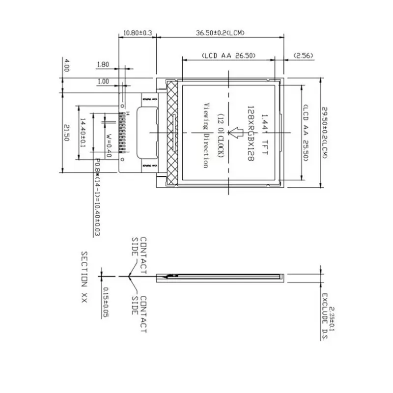 السیدی 1.44 اینچ TFT LCD 1.44 inch 128x128 SPI - ST7735S - کویرالکترونیک