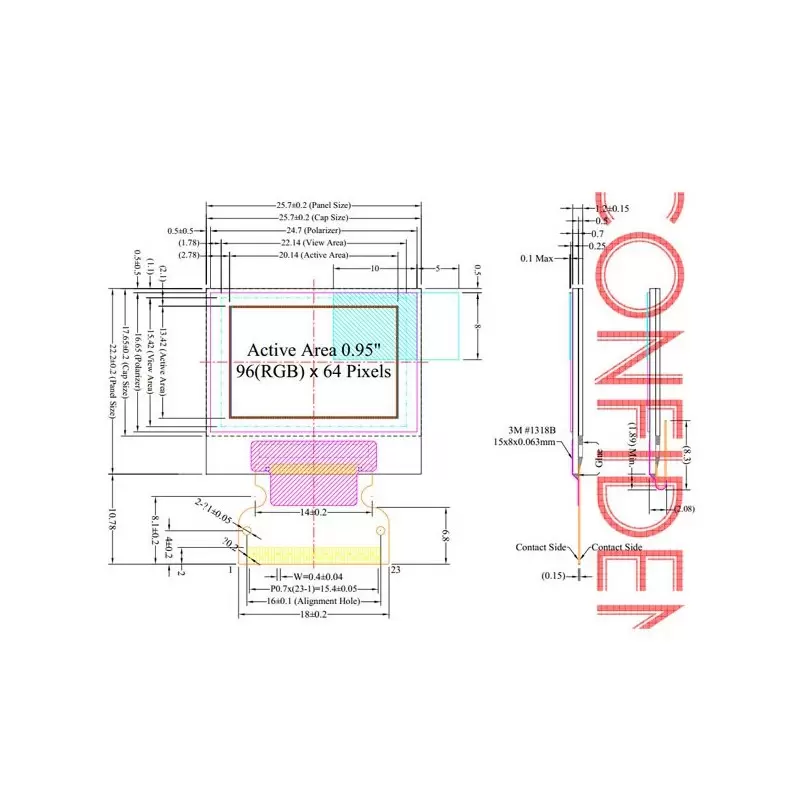 OLED HD 0.95 inch OLED Display Color 96x64 SPI / SSD1331 / Full Color -کویر الکترونیک