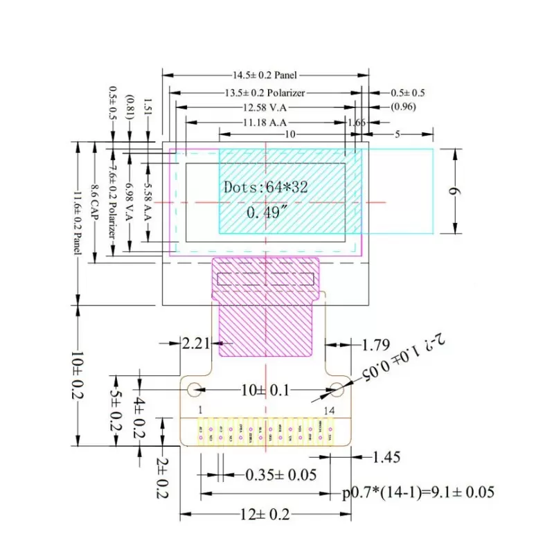 OLED 0.49 inch White 64x32 IIC / SSD1306 -کویر الکترونیک