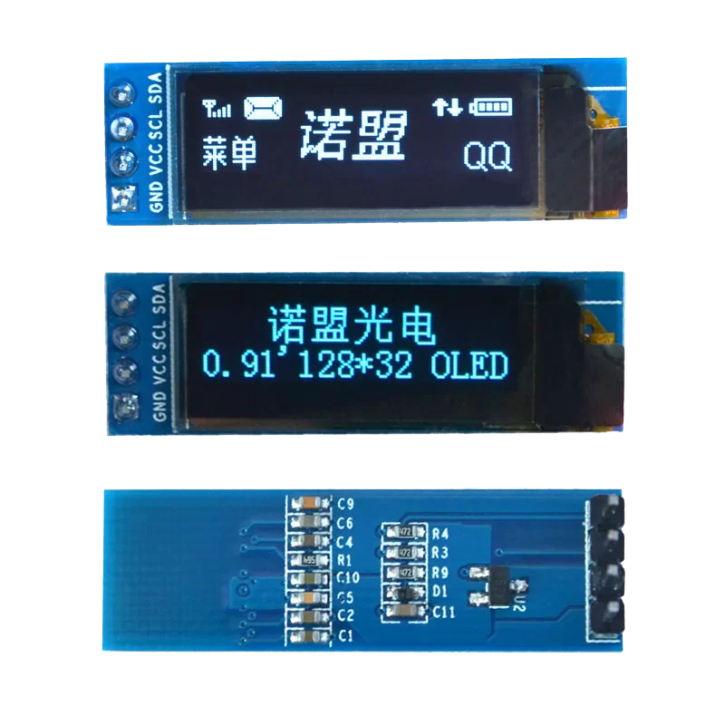OLED 0.91 inch OLED Module Blue 128x32 IIC / SSD1306 -کویر الکترونیک