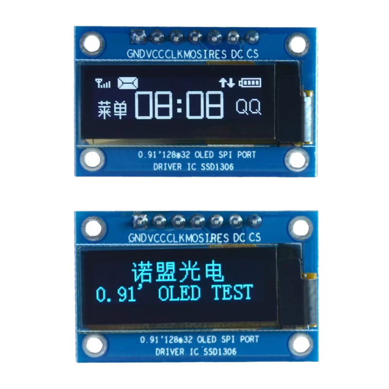 OLED 0.91 inch OLED Module Blue 128x32 SPI / SSD1306 -کویر الکترونیک