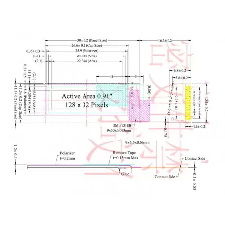 OLED 0.91 inch White 128x32 SPI / SSD1306 -کویر الکترونیک