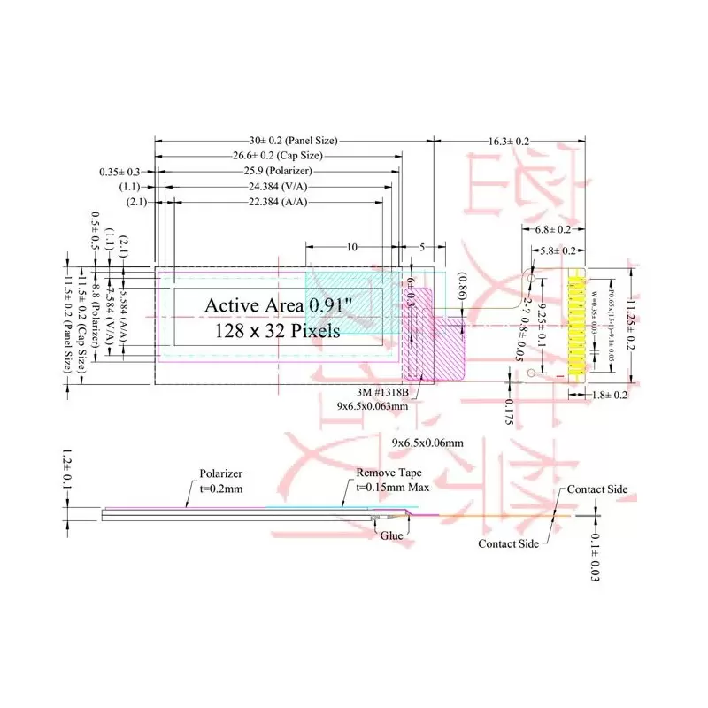 OLED 0.91 inch White 128x32 SPI / SSD1306 -کویر الکترونیک