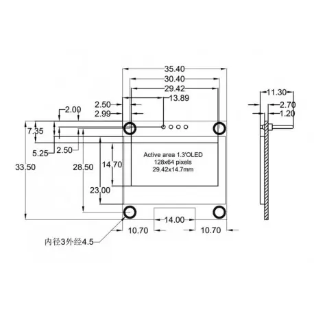 OLED 1.3 inch OLED Module White 128x64 IIC / SH1106  -کویر الکترونیک OLED 1.3 inch OLED Module White 128x64 IIC / SH1106  -کویر الکترونیک