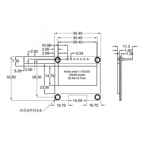 OLED 1.3 inch OLED Module White 128x64 IIC SPI / SH1106 -کویر الکترونیک OLED 1.3 inch OLED Module White 128x64 IIC SPI / SH1106 -کویر الکترونیک