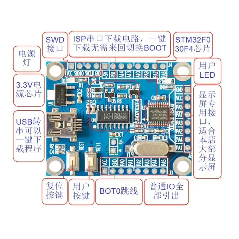 برد STM32F030F4P6 Core board -کویر الکترونیک