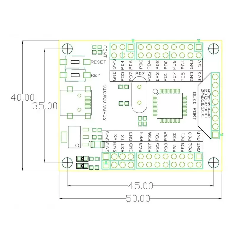 برد STM8S103K3T6C core board کویرالکترونیک