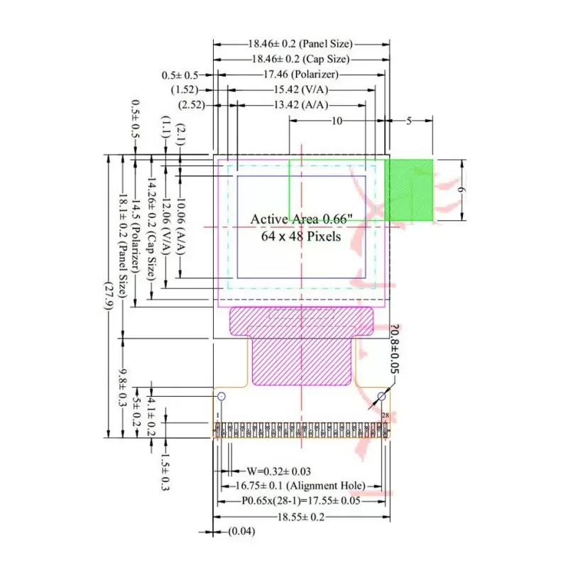 OLED 0.66 inch Blue 64x48 IIC SPI Series / SSD1306 -کویر الکترونیک