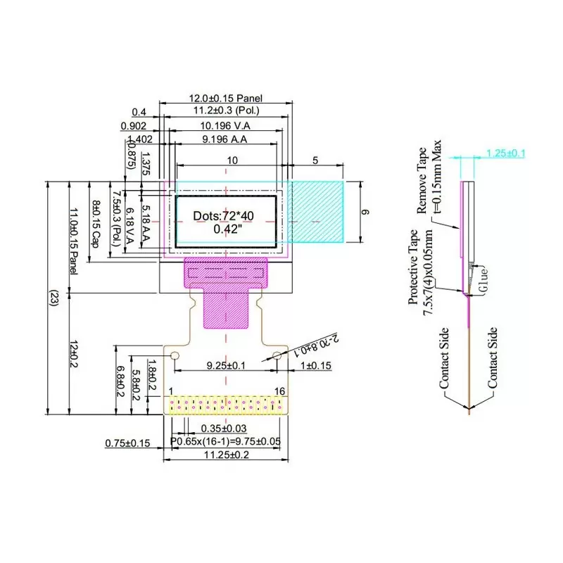 OLED 0.42 inch White 70x40 IIC SPI / SSD1306 -کویر الکترونیک