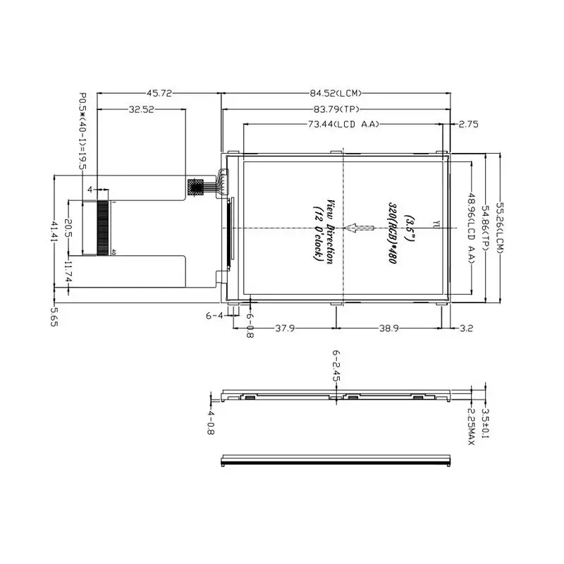 السیدی 3.5 اینچ بدون تاچ TFT LCD 3.5 inch Without Touch-HD-320x480-Parallel/SPI- ILI9488 - کویرالکترونیک