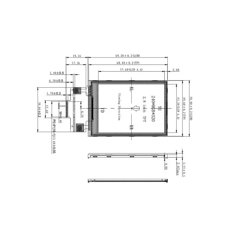 السیدی 2.8 اینچ TFT LCD 2.8 inch - HD-240x320 Without Touch - ILI9341 - کویرالکترونیک