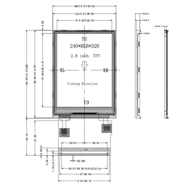 السیدی 2.8 اینچ TFT LCD 2.8 inch HD With Touch - 240x320 - Parallel - ILI9341 - کویرالکترونیک