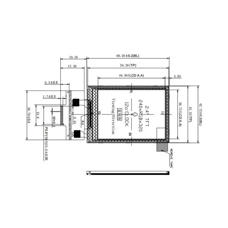 السیدی 2.4 اینچ بدون تاچ TFT LCD 2.4 inch without touch, 240x320 SPI - ILI9341 - کویرالکترونیک