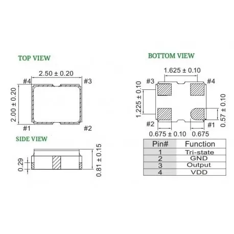 اسیلاتور 25 مگاهرتز 25mhz SMD Crystal Oscillator 2520 -کویر الکترونیک