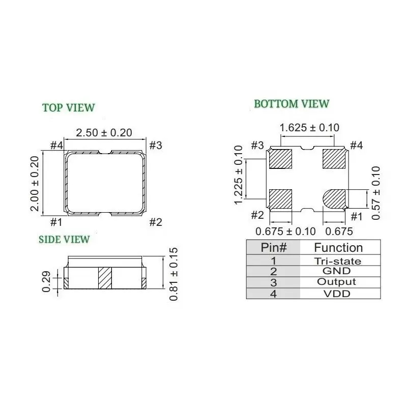 اسیلاتور 25 مگاهرتز 25mhz SMD Crystal Oscillator 2520 -کویر الکترونیک