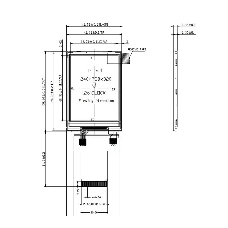 السیدی 2.4 اینچ بدون تاچ TFT LCD 2.4 inch without touch - 240x320 - SPI/Parallel - ILI9341 - کویر الکترونیک