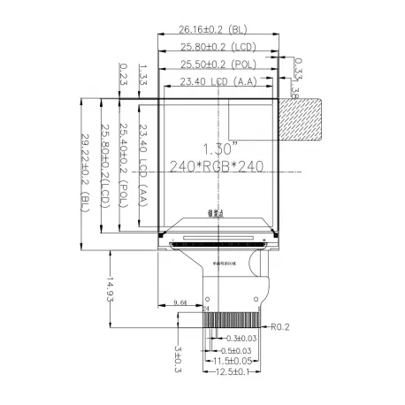 السیدی 1.3 اینچ TFT LCD 1.3inch IPS screen 240x240 SPI / Parallel - ST7789-کویر الکترونیک