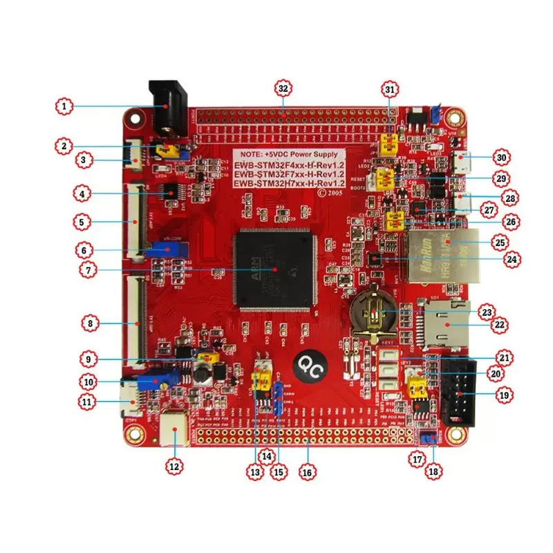 برد کاربردی   stm32h743iit6 ساپورت السیدی 3.6 تا 9.0 اینچ- کویرالکترونیک