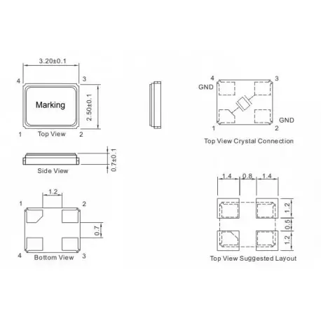 کریستال 12 مگاهرتز SMD Crystal Oscillator 12MHz 20pF 3225 کویر الکترونیک
