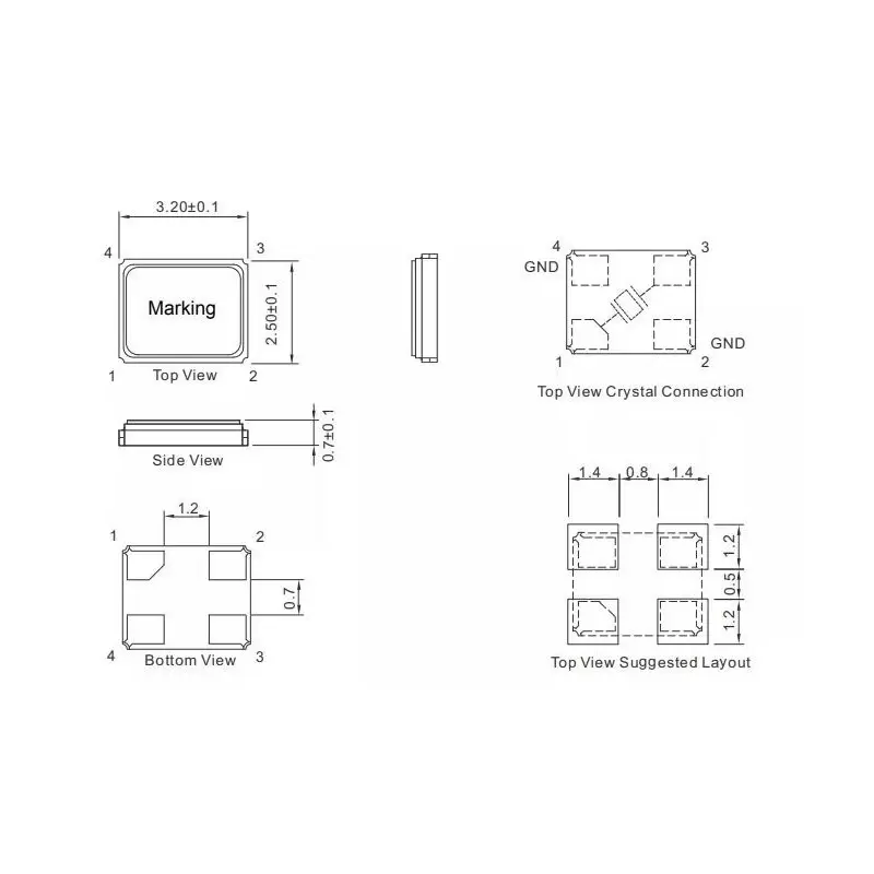 کریستال 12 مگاهرتز SMD Crystal Oscillator 12MHz 20pF 3225 کویر الکترونیک