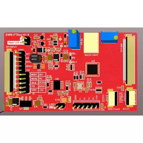 درایور برد  EWB-FT8xx-V1.0 BOARD باآیسی راه انداز FT800 -کویرالکترونیک