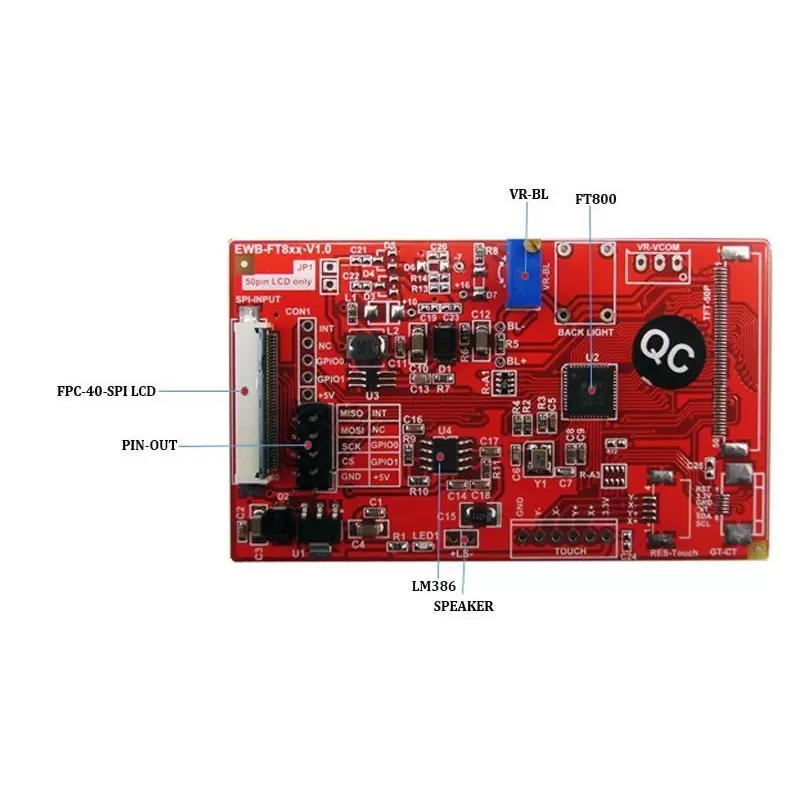 درایور برد  EWB-FT8xx-V1.0 BOARD باآیسی راه انداز FT800 -کویرالکترونیک
