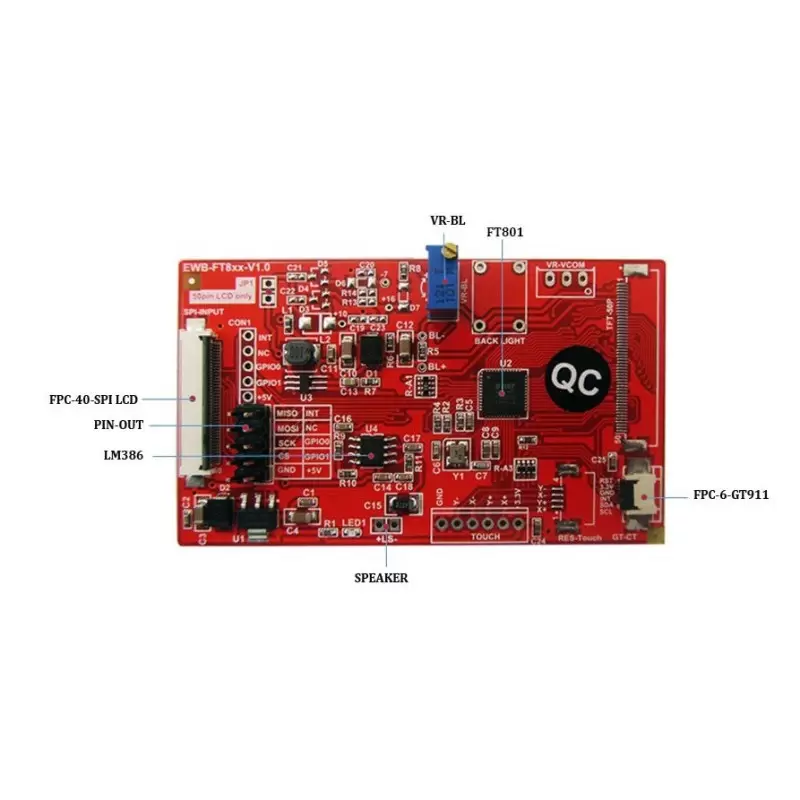 درایور برد  EWB-FT8xx-V1.0 BOARD باآیسی راه انداز FT801 -کویرالکترونیک