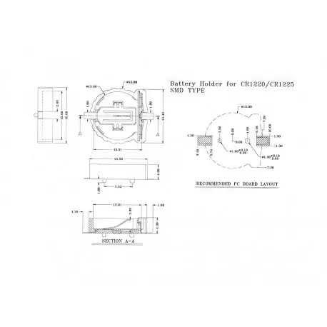 جا باطری سکه ای Battery HOLDER 1220 - کویر الکترونیک