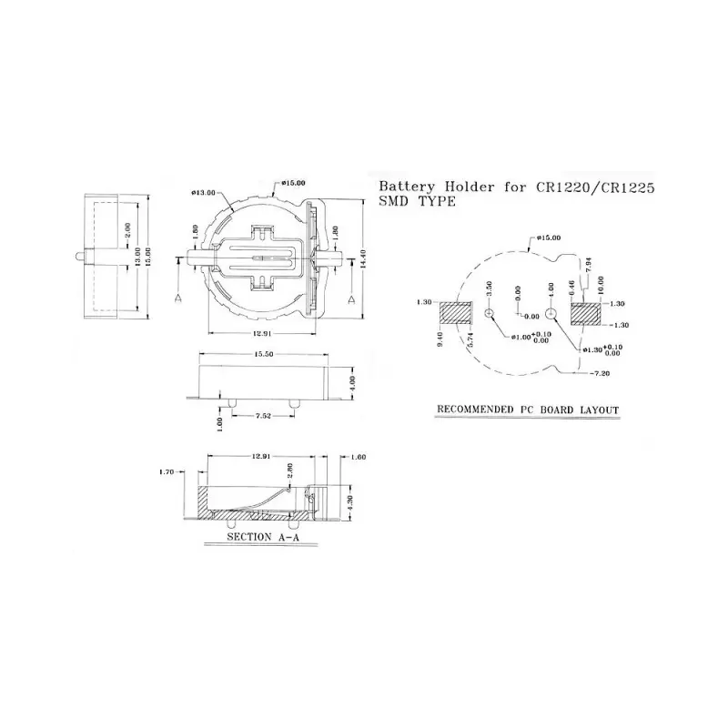جا باطری سکه ای Battery HOLDER 1220 - کویر الکترونیک