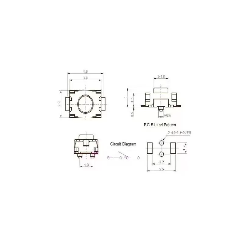 پوش باتن button 2.5MM without fixed column 3*4*2 - کویر الکترونیک