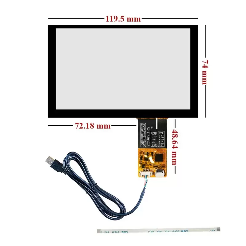 تاچ خازنی 5.0 اینچ با درایور GT911 قابلیت اتصال با 6 پین I2C و USB مدل STC-05097-6 - کویر الکترونیک