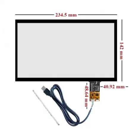 تاچ خازنی 10.1 اینچ 16:9 با درایور GT911 قابلیت اتصال با 6 پین I2C و USB مدل STC-10140-3 - کویر الکترونیک