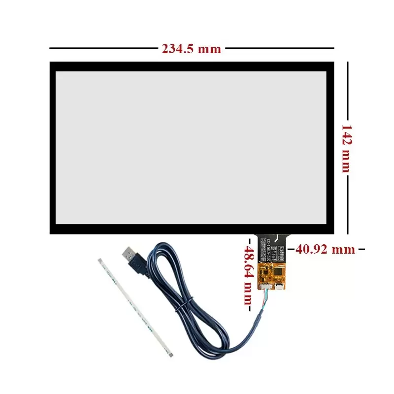 تاچ خازنی 10.1 اینچ 16:9 با درایور GT911 قابلیت اتصال با 6 پین I2C و USB مدل STC-10140-3 - کویر الکترونیک