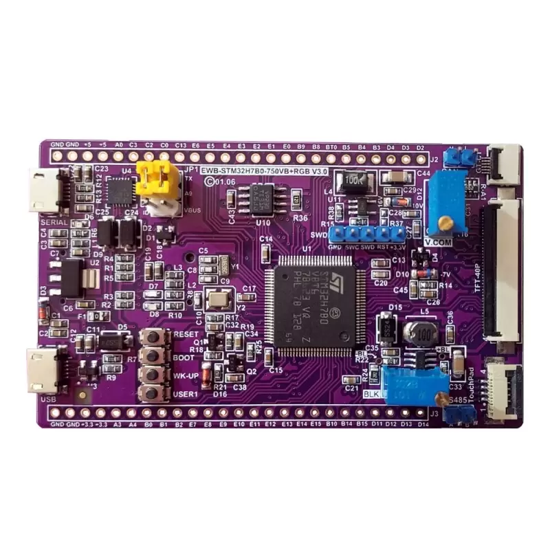 برد کاربردی  و حرفه ای EWB-STM32H7B0 v3.0 (جدید) ساپورت السیدی های 40 و 50 پین - کویر الکترونیک