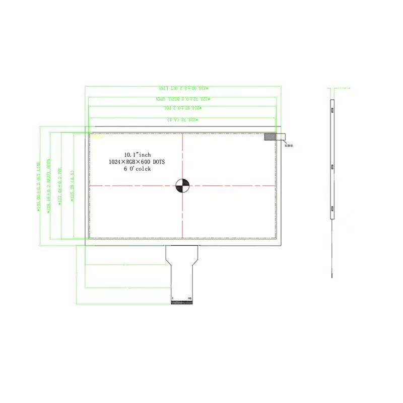 السیدی 10.1اینچ GN010JGI55-01013L-A-10.1-IPS-1024x600-RGB 50-16:9-B550   (بدون تاچ) tft lcd - گرید +A