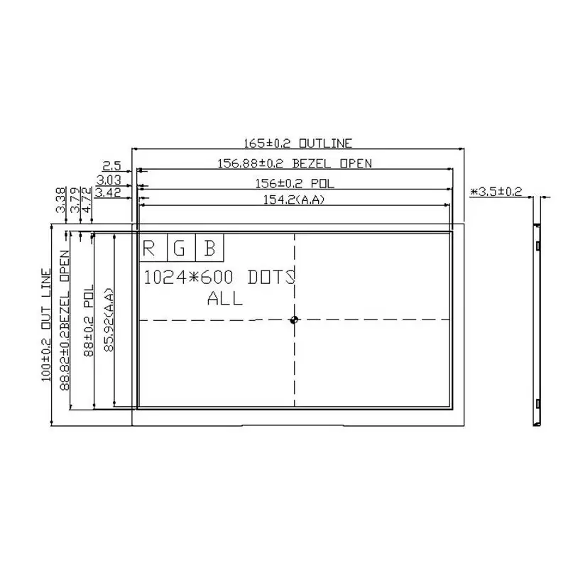 السیدی  7.0 اینچ lcd 7.0 inch  IPS -RGB  LVDS 1024*600  - گرید +A