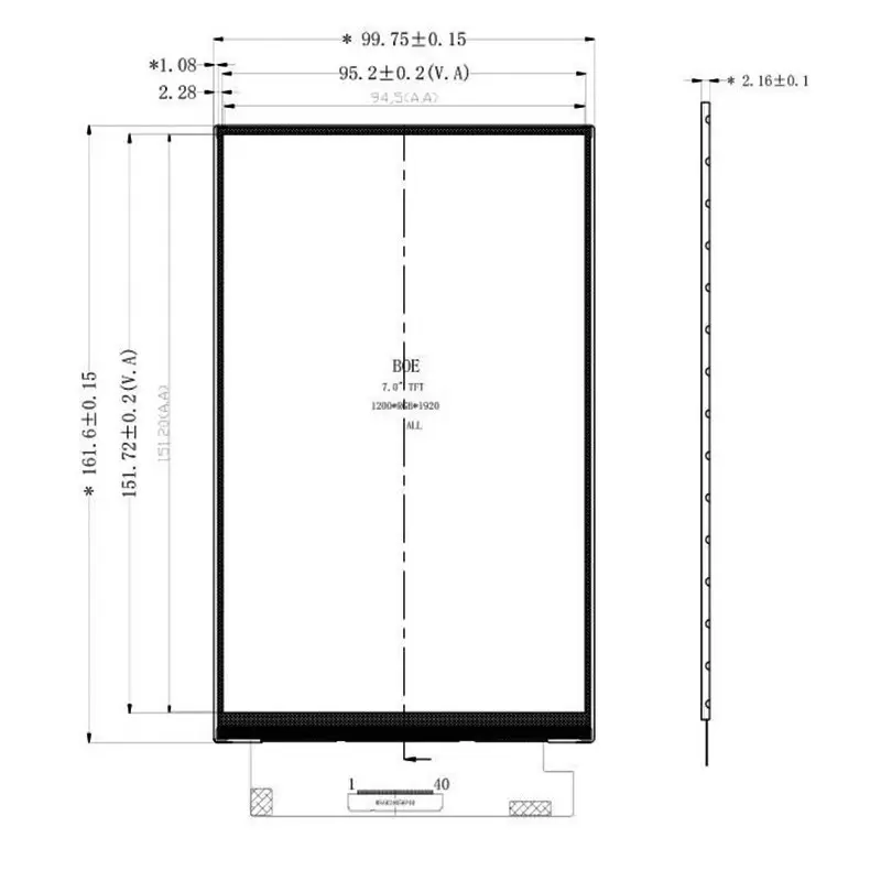 نمایشگر 7.0 اینچ با برد ورودی HDMI با LCD 1200x1920 7.0 inch گرید A+ کیفیت بالا